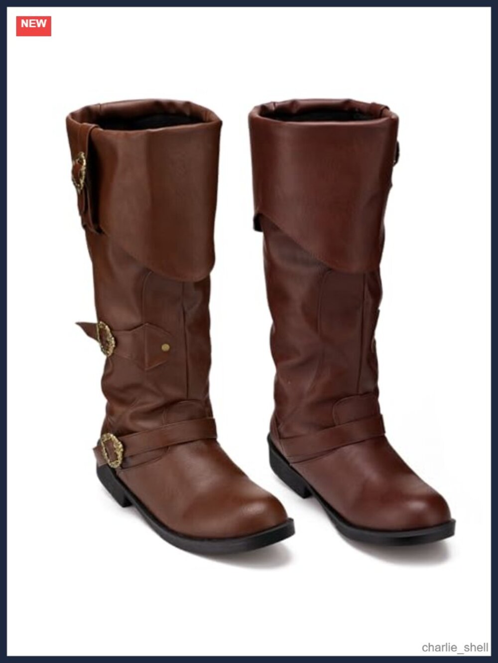 Men's Renaissance Pirate Boots Faux Leather Costume Shoes
